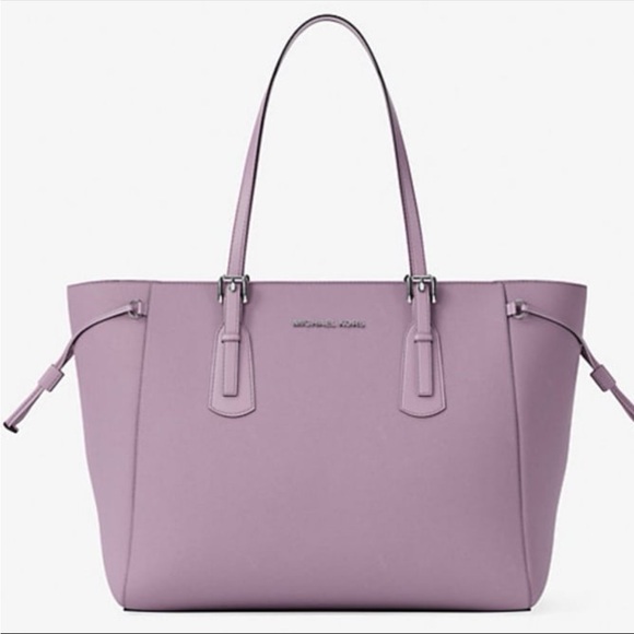 MICHAEL KORS Voyager LargeSaffiano Leather Shoulder Tote Bag Lilac